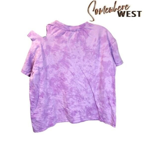 Somewhere West Women's Cut out Short Sleeve‎ Crewneck Ripped Tee Shirts NWT - Picture 2 of 6